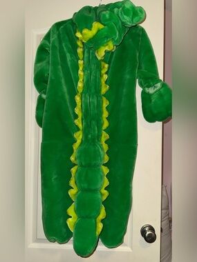 Green Plush Alligator  Kids Costume Onesie with Tail and Spikes